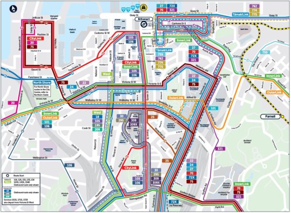 Map of city centre bus network